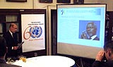 Директор Информационного центра ООН в Москве Александр Горелик открывает брифинг. Фото Игоря Сида, журнал 